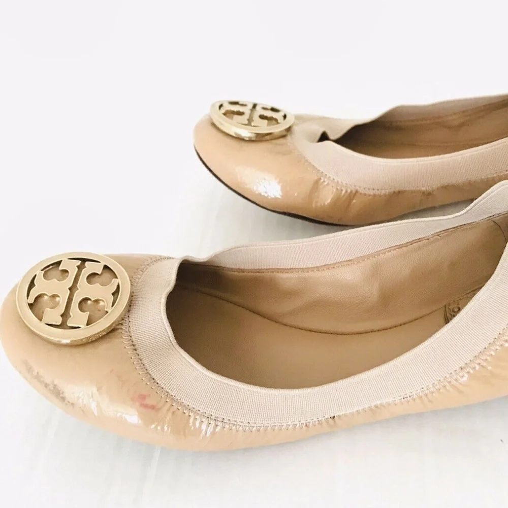 Tory Burch Nude Caroline Ballet Flats Womens Size 6 Beige Slip On